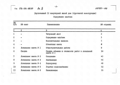 Состав фльбома. Типовой проект 176-115-184.87Альбом 3 Смета